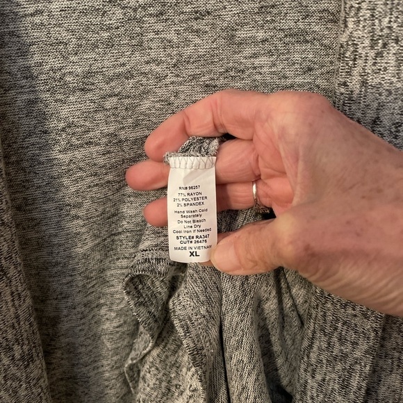 PerSeption Concept heather gray open from 3/4 sleeve shawl collar cardigan Sz XL - Picture 3 of 4